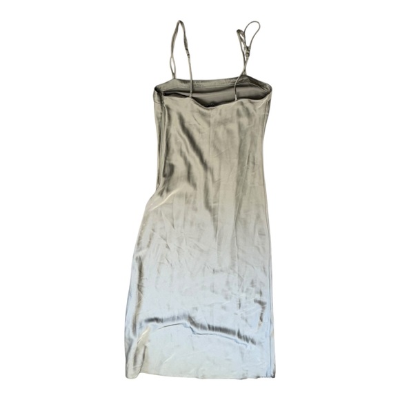 Abercrombie Square Neck Satin Maxi Dress Light Green Sz XS - Picture 2 of 4